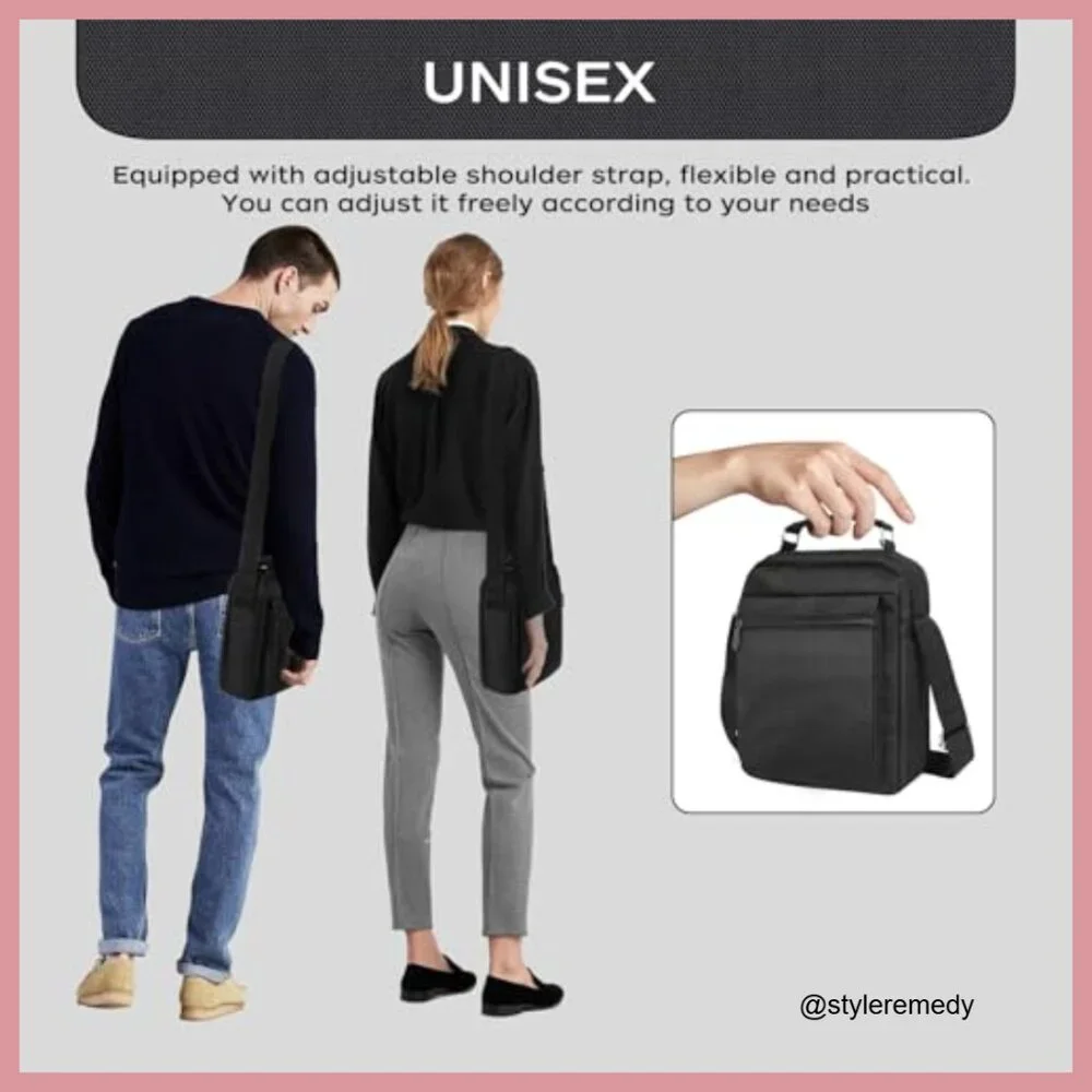Water-Resistant Oxford Crossbody Messenger Bag with Adjustable Strap